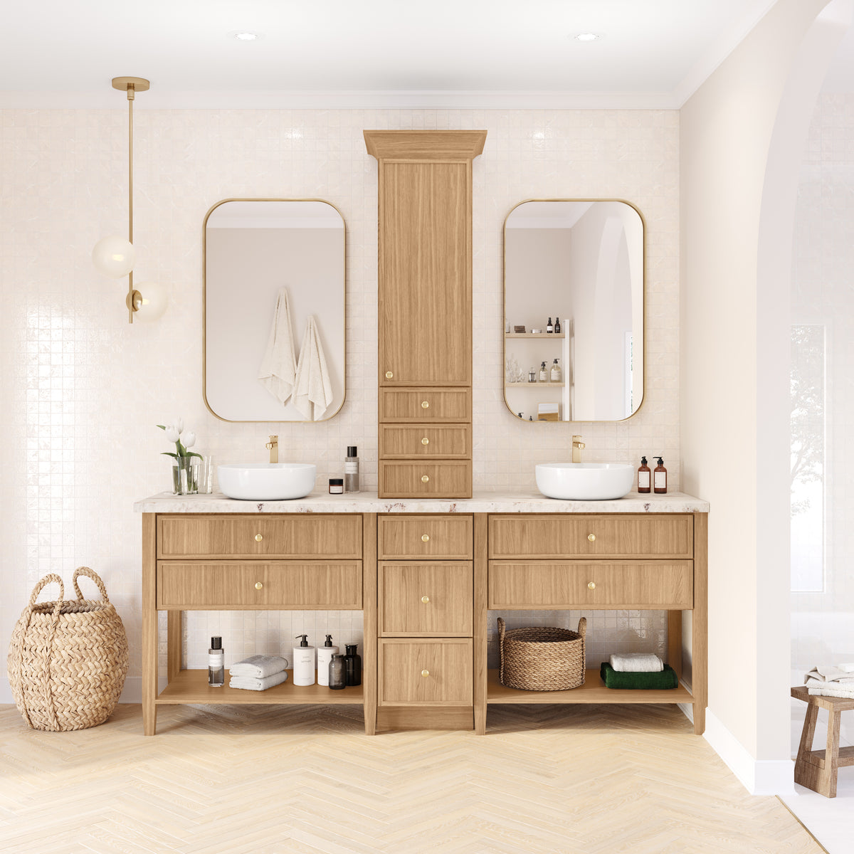 Bathroom with Oslo Oak floating vanity