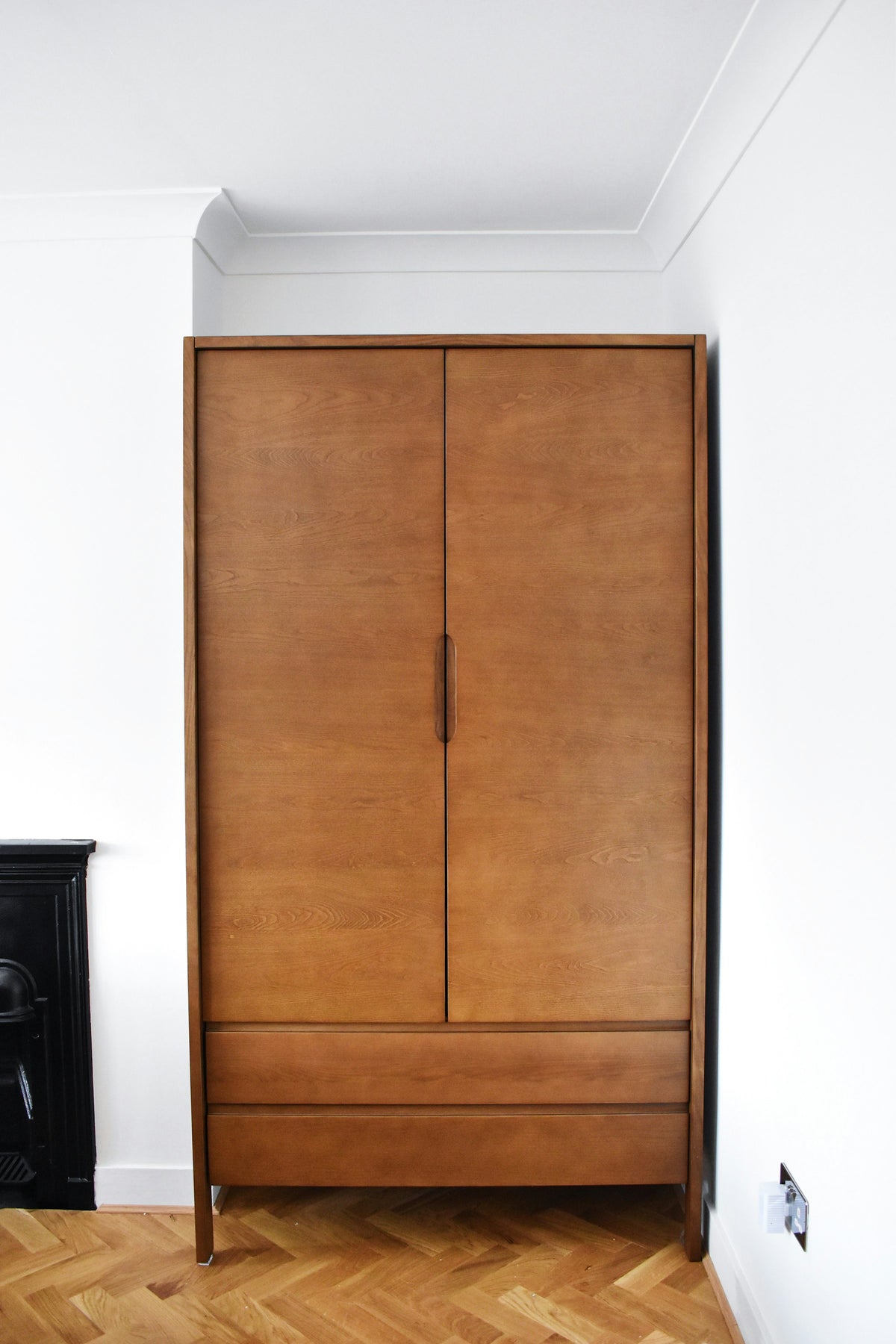 Wood two-door wardrobe cabinet