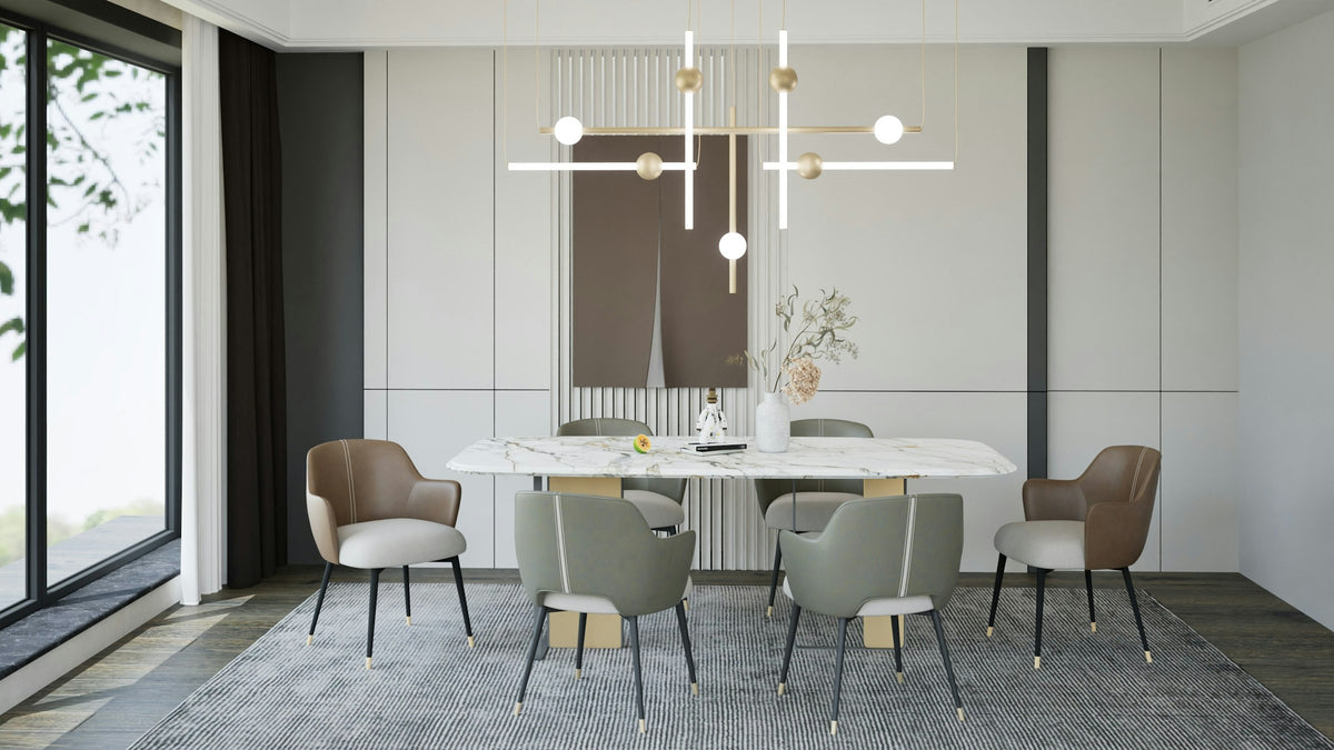 Dining room with a chandelier