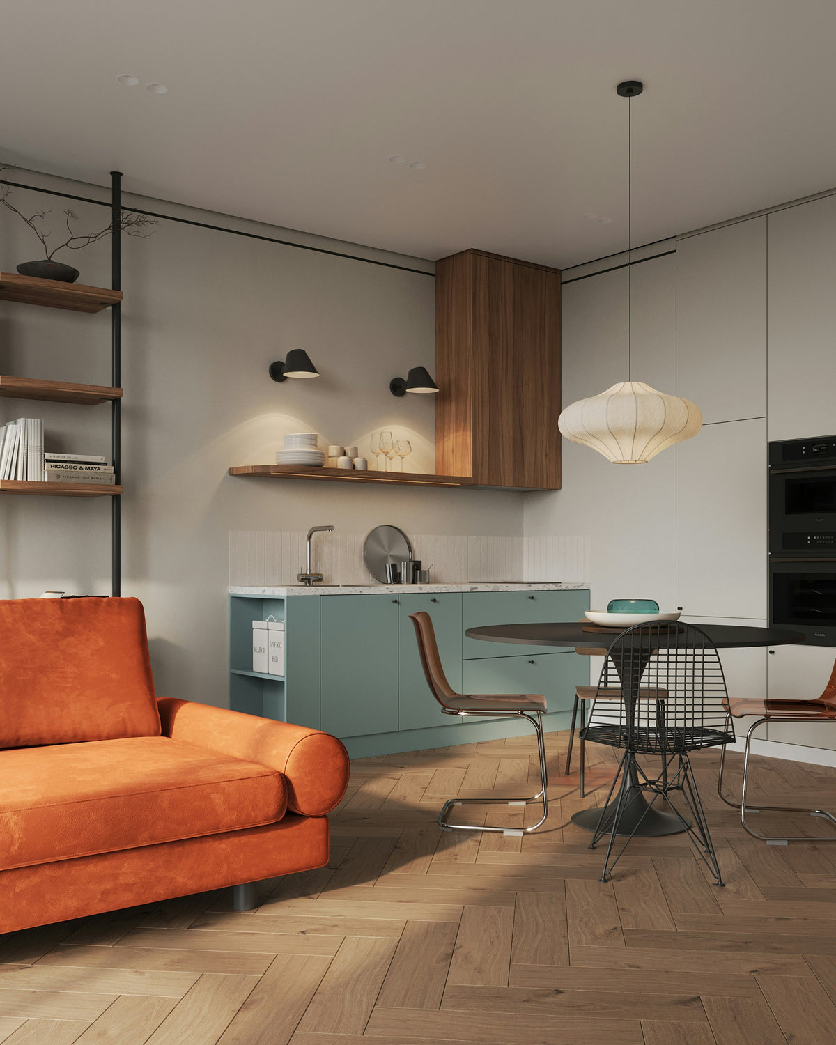 Living room connected to a dining area